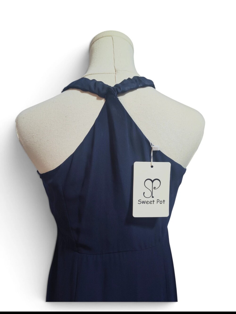 🆕️ Sweet Pot Sleeveless Navy Blue Maxi Dress Womens Size 12 - Twist Front - Picture 6 of 11